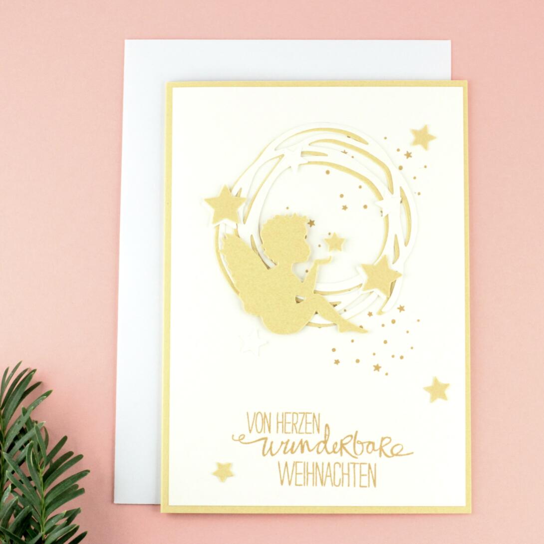 You are currently viewing Weihnachtskarte mit Engel und Sternenrausch
