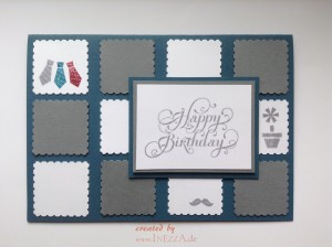 Maskuline Herrenkarte Happy Birthday - quadrate